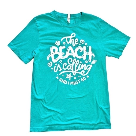 Bella Canvas The Beach Is Calling Graphic Short Sleeve T-Shirt Size Medium - Picture 12 of 17